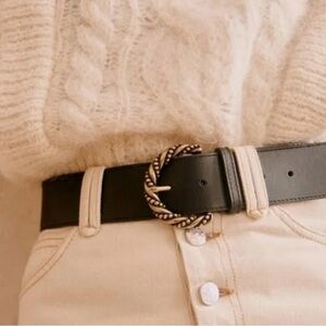 Sezane Ava black leather belt
